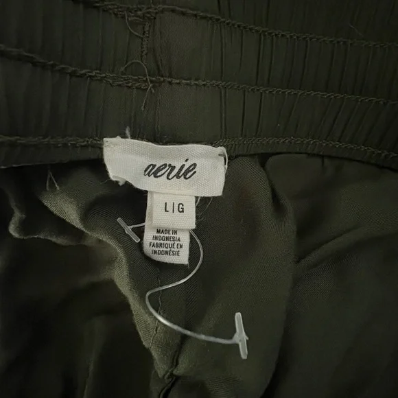 Aerie Wide Leg Pants - Olive Green - Picture 2 of 6